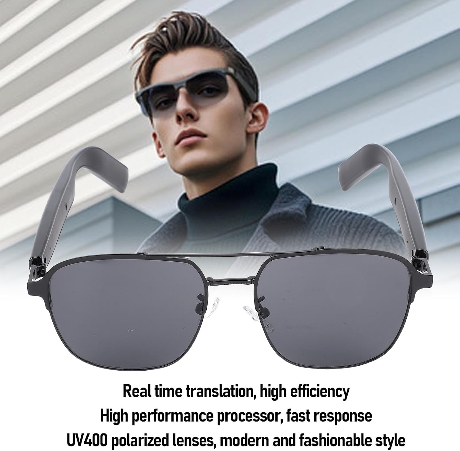 Smart Glasses Wireless Bluetooth sunglasses with built-in sound for listening to music and taking calls, featuring Bluetooth 5.4 and IPX5 waterproof protection, ideal for outdoor sports