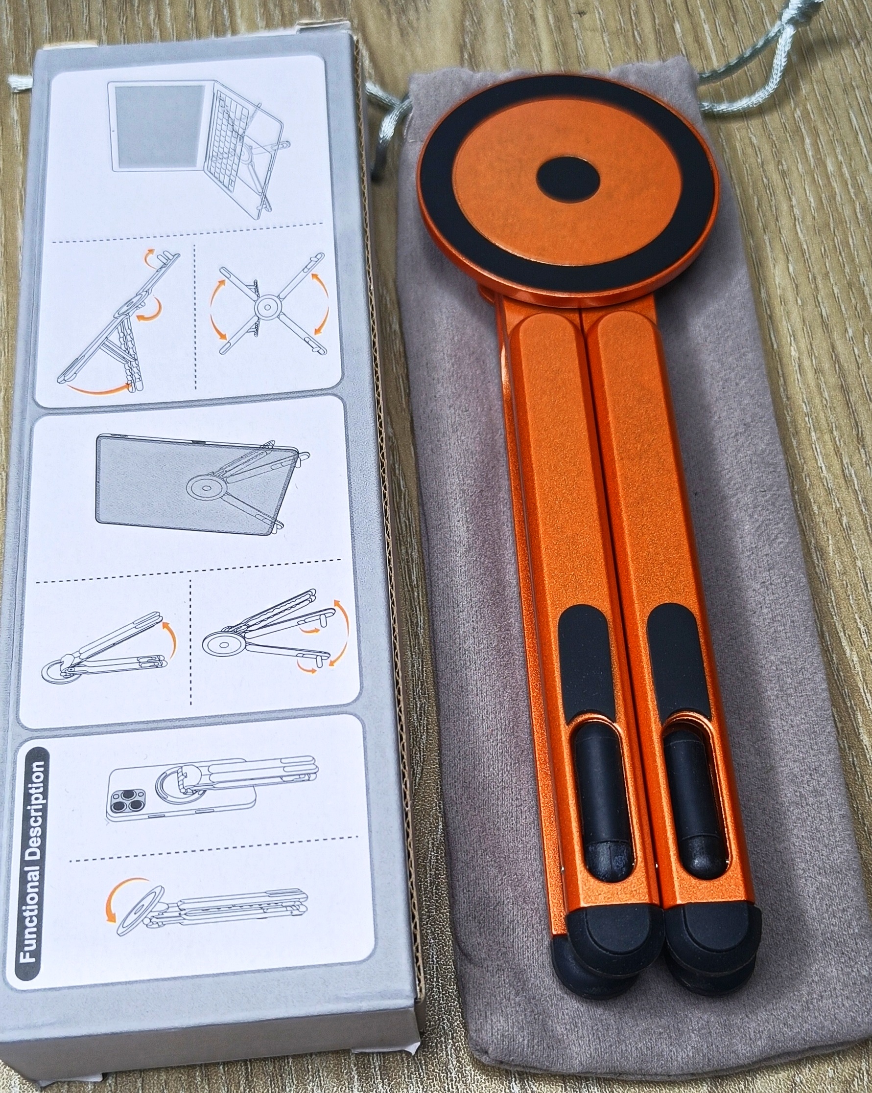 KAPAVER Foldable 360° Adjustable Holder with 8-Level Height Magnetic Aluminum Alloy HaloStand