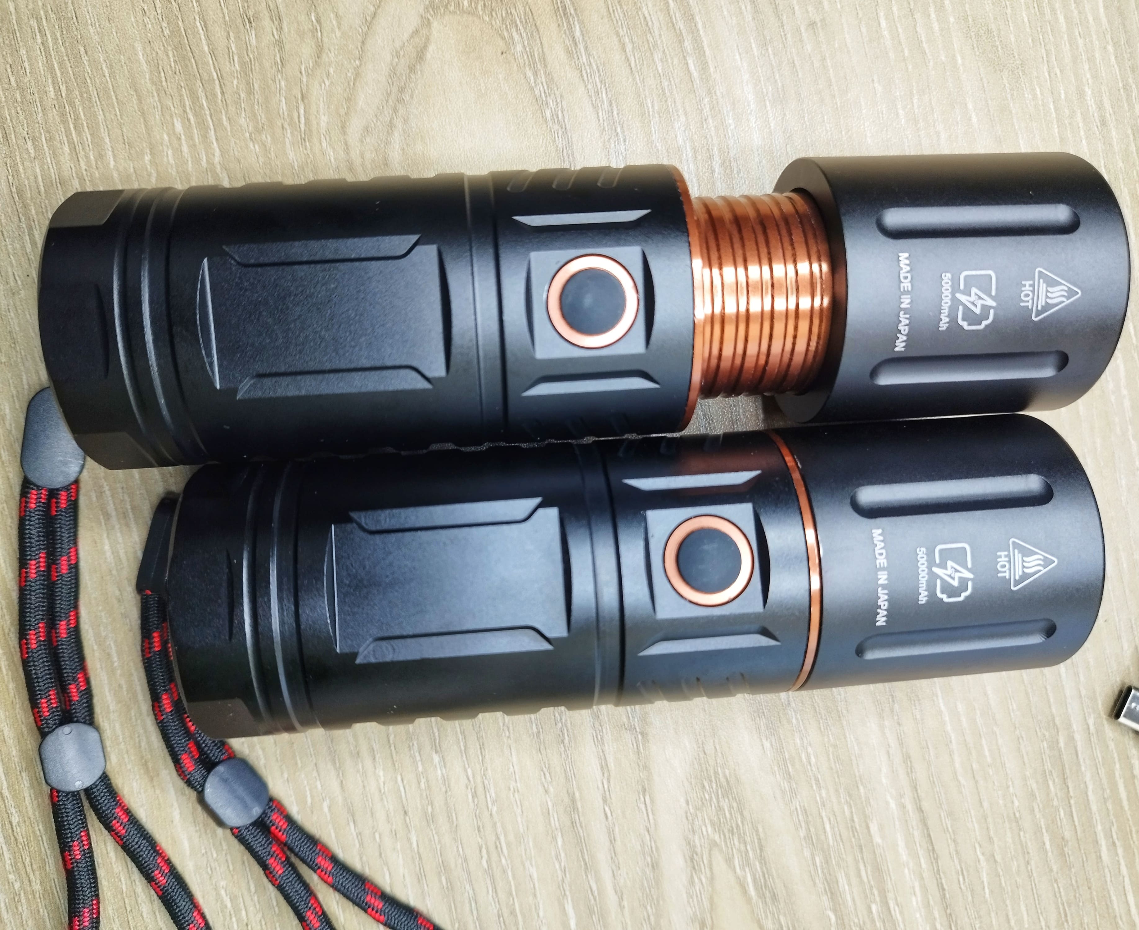Rechargeable Waterproof Zoom LED Flashlight USB Zambo light With Power Bank