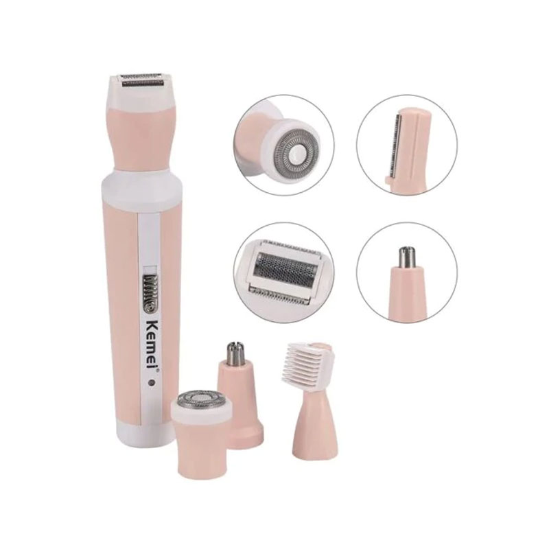 Kemei Km-3024 Multifunctional 4 In 1 Rechargeable Woman Body Shaver Eyebrow Nose Trimmer Set