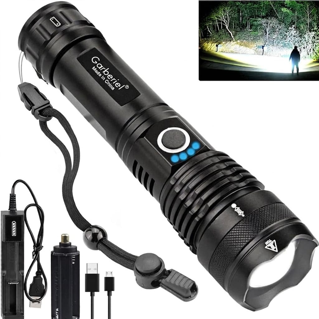 Rechargeable Zoom LED Flashlight USB Torch Light