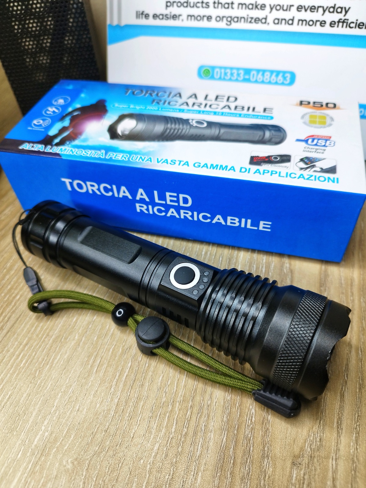 Rechargeable Zoom LED Flashlight USB Torch Light