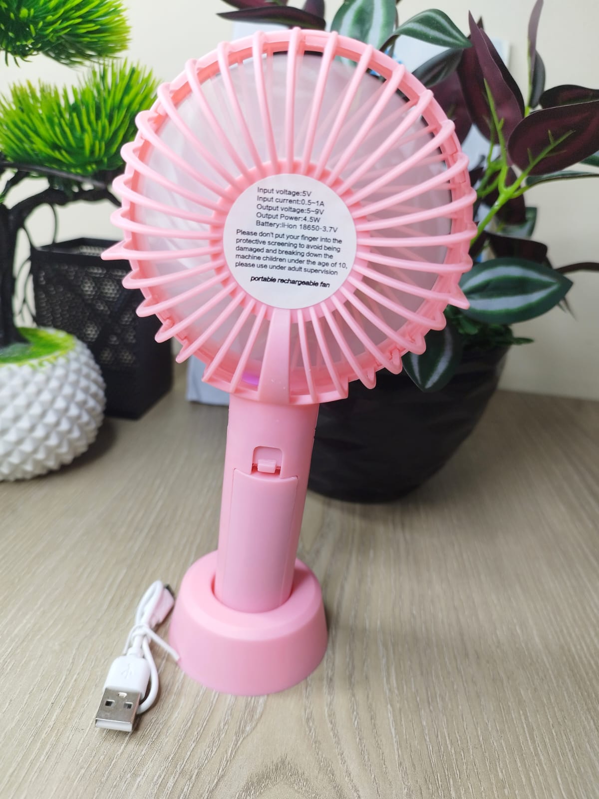 New Mini Rechargeable USB Charging Portable Handheld 3 Gear Speed Desktop Fan - Hand Fan