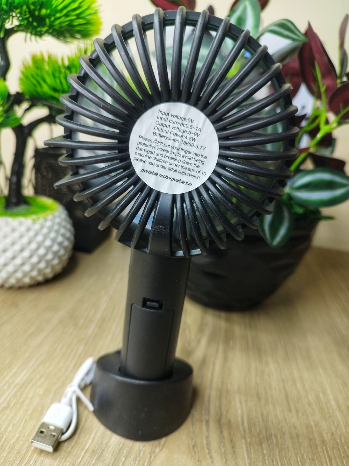 New Mini Rechargeable USB Charging Portable Handheld 3 Gear Speed Desktop Fan - Hand Fan