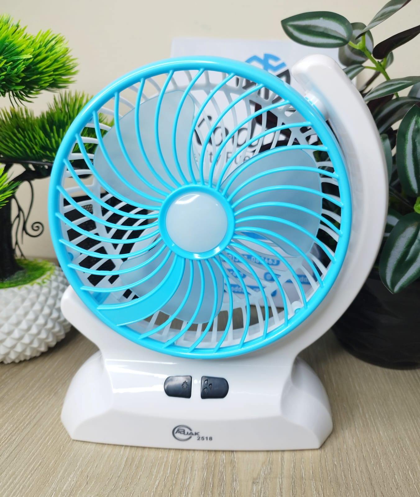 AC DC Rechargeable Battery Operated Fan with LED Personal Small USB + TYPE C Battery Rechargeable Table Fan