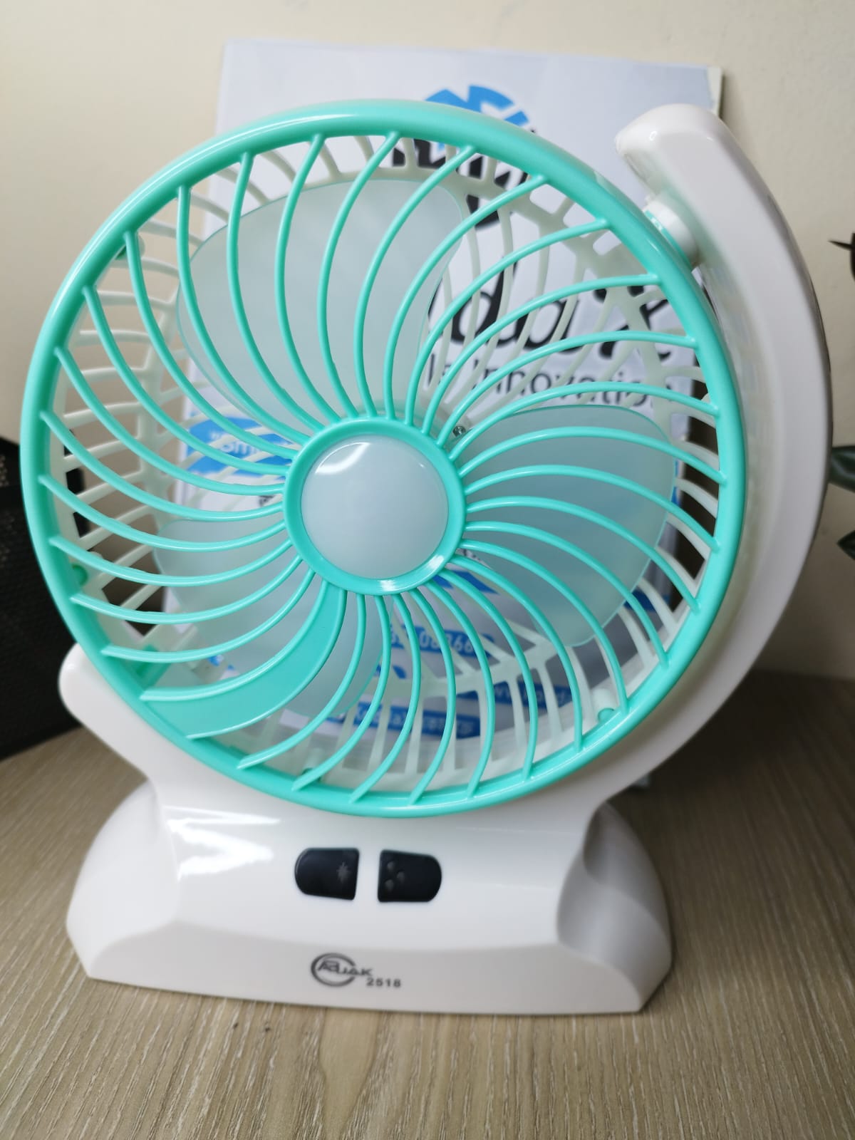 AC DC Rechargeable Battery Operated Fan with LED Personal Small USB + TYPE C Battery Rechargeable Table Fan