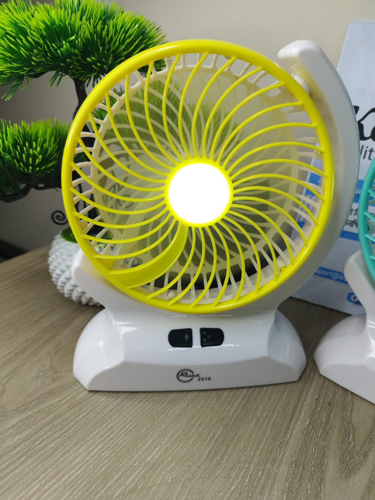 AC DC Rechargeable Battery Operated Fan with LED Personal Small USB + TYPE C Battery Rechargeable Table Fan