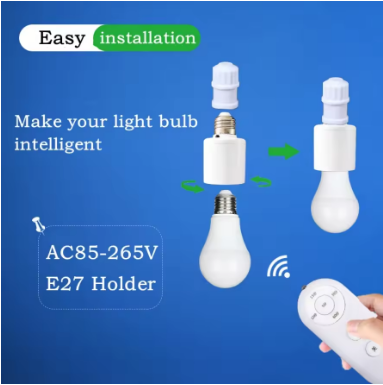 B22 to E27 LED Lamp Holder with Wireless Remote & Timer