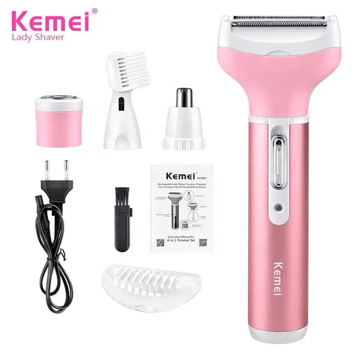 Kemei KM-6637 Multi Functional 4 In 1 Shaver