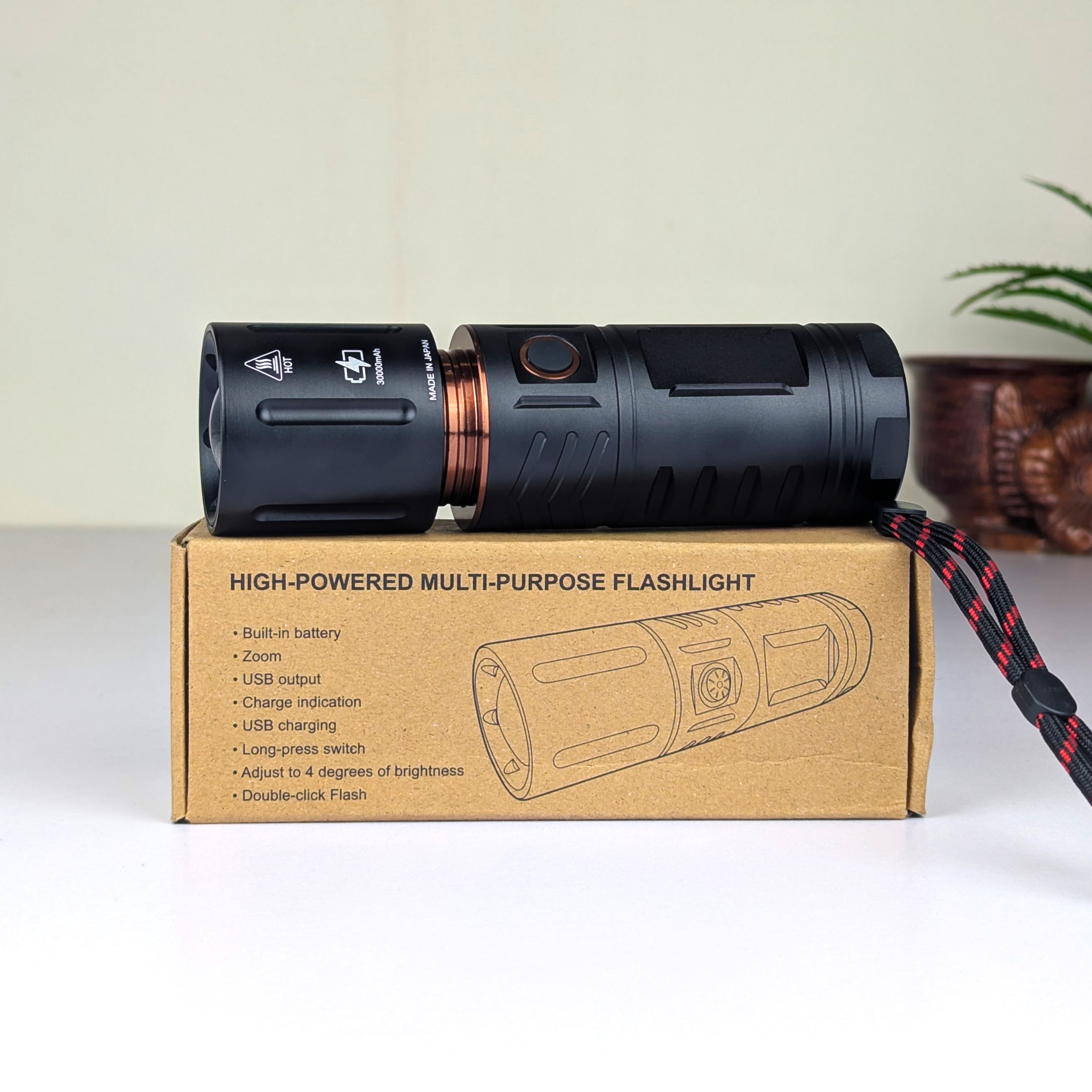 Rechargeable Waterproof Zoom LED Flashlight USB Zambo light With Power Bank