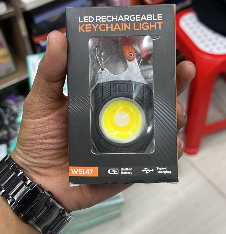 Keychain LED Flashlights – Rechargeable Torch with 7 Light Modes, Lighter, Whistle, Screwdriver, Bottle Opener, Magnet Base, 800 Lumens COB Light for Camping and Outdoor Emergency