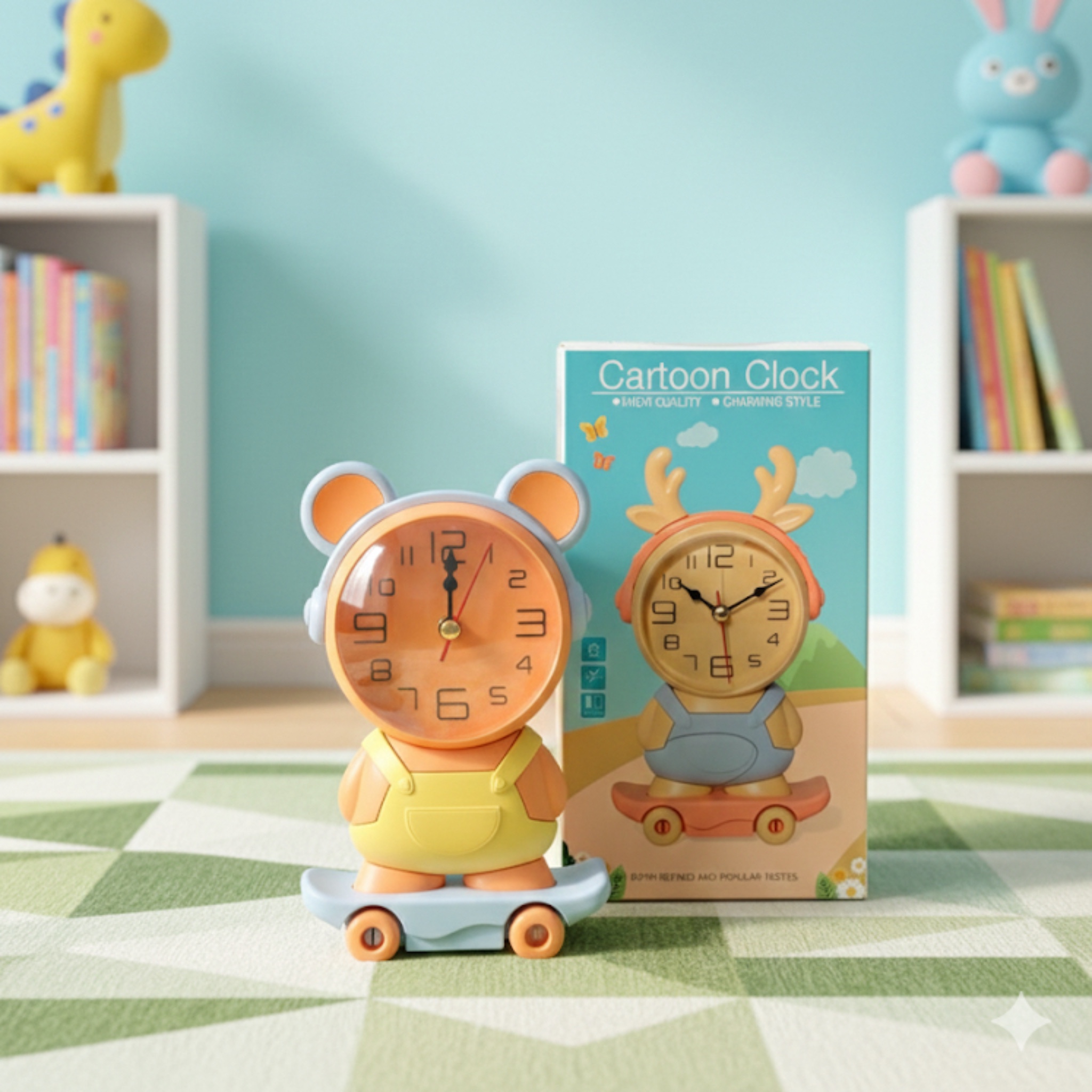 Skateboard Cartoon Clock
