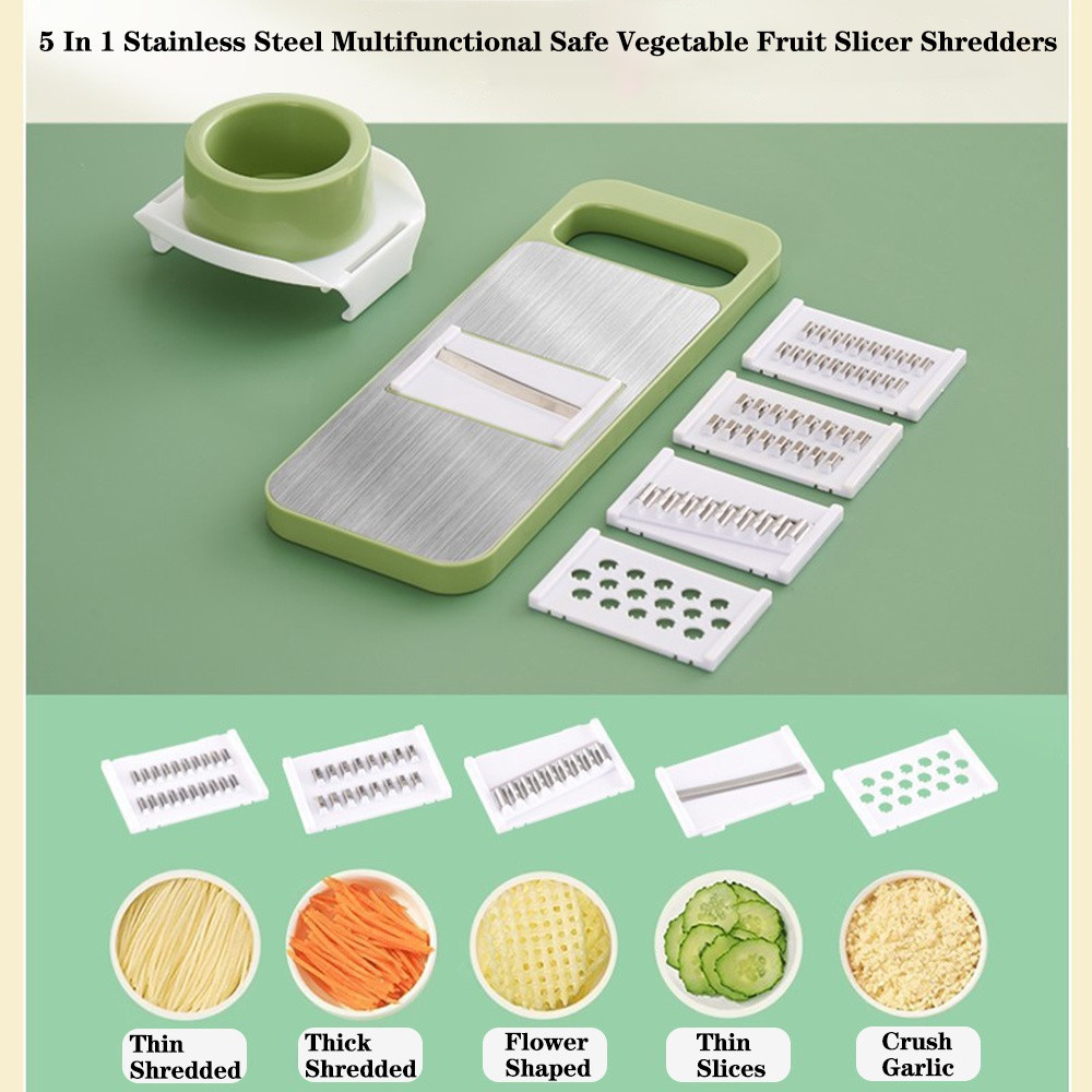 Kitchen 5-in-1 Multifunctional Vegetable Slicer Cutter Potato Shredders Garlic Carrot Grater Chopper