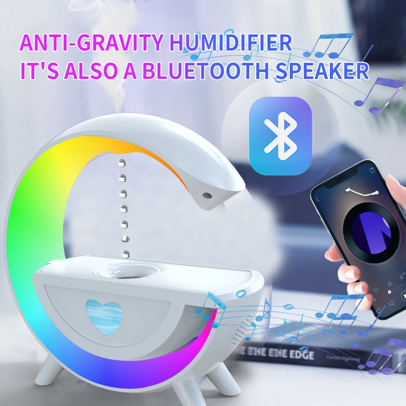 Anti-Gravity Water Drop Humidifier & Bluetooth Speaker with LED Atmosphere Light