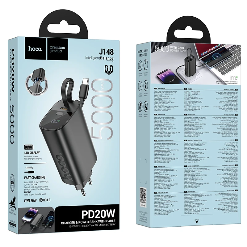 Hoco J148 Handy PD20W 5000mAh Power Bank EU plug