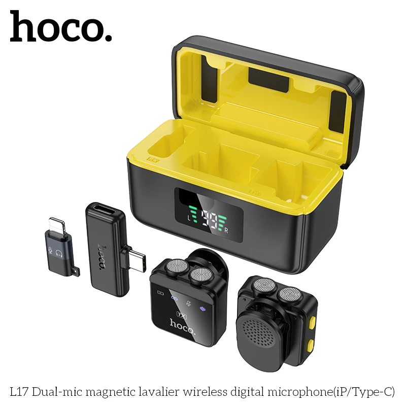 Hoco L17 Wireless Dual Magnetic Lapel Microphone for iP/Type-C