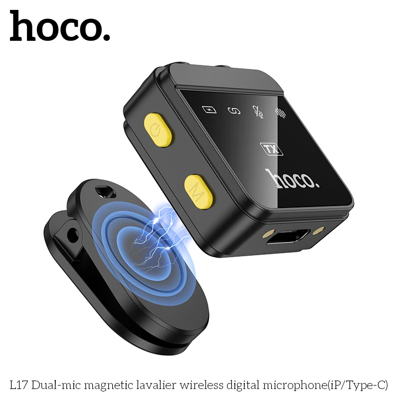 Hoco L17 Wireless Dual Magnetic Lapel Microphone for iP/Type-C