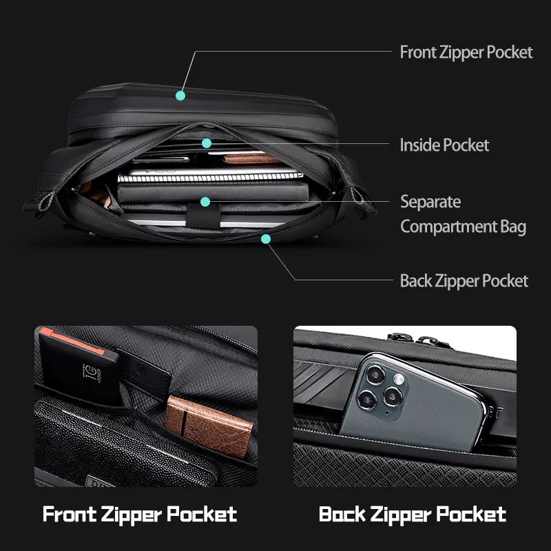 Arctic Hunter Y00013 Hard Shell Cross-Body Waist Bag Water Resistant Anti-Theft Chest Bag for Outdoor Travel Business Daily Use for Men