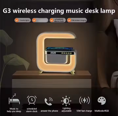 G3 Speaker Smart Stage Light Wireless Fast Charging Seven Colors Wake-Up Light Wireless Charger with Speaker RGB Led Light