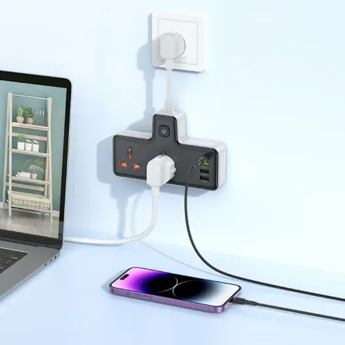 Hoco AC12A 30W 1C3A Power Strip (2500W)-Black Color